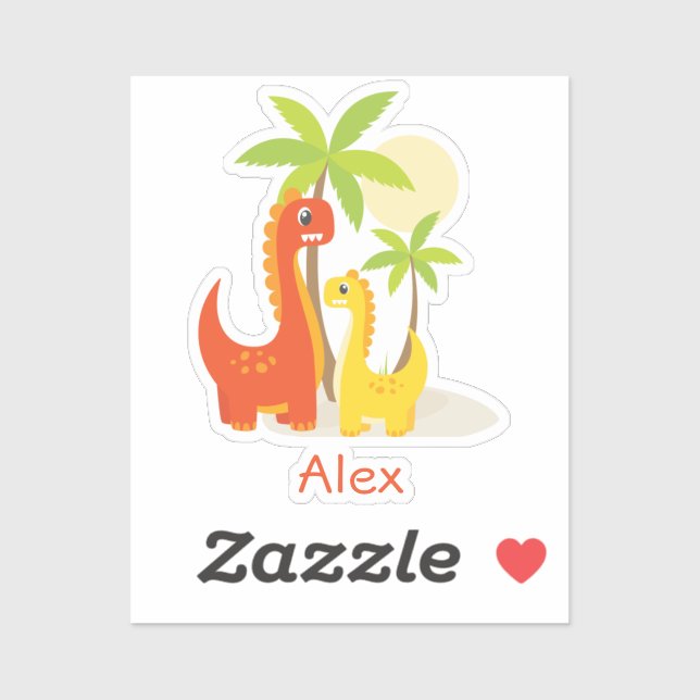 Red Yellow Dinosaur Personalised Sticker for Gifts (Sheet)