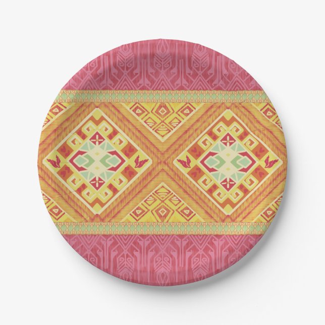 Red & Yellow Feathers Paper Plate (Front)