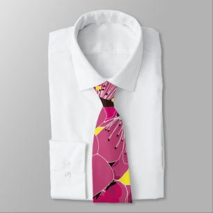 red yellow floral flower sakura neck ties