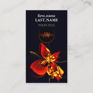 Red Yellow Floral Modern Abstract Art Pattern #10 Business Card
