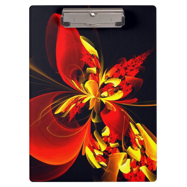 Red Yellow Floral Modern Abstract Art Pattern #10 Clipboard (Front)