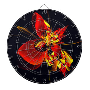 Red Yellow Floral Modern Abstract Art Pattern #10 Dartboard