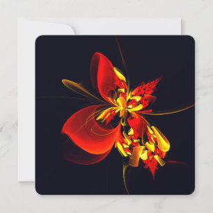 Red Yellow Floral Modern Abstract Art Pattern #10 Invitation