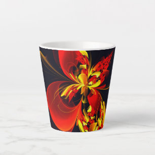 Red Yellow Floral Modern Abstract Art Pattern #10 Latte Mug