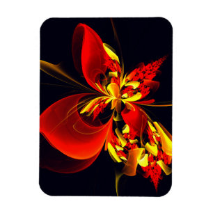 Red Yellow Floral Modern Abstract Art Pattern #10 Magnet