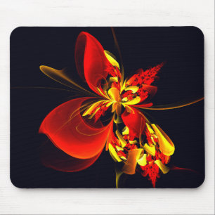 Red Yellow Floral Modern Abstract Art Pattern #10 Mouse Mat