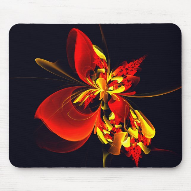 Red Yellow Floral Modern Abstract Art Pattern #10 Mouse Mat (Front)