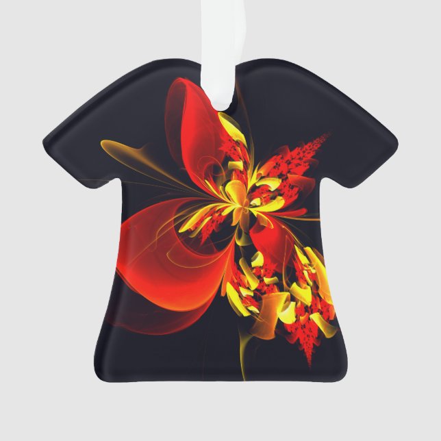 Red Yellow Floral Modern Abstract Art Pattern #10 Ornament (Front)