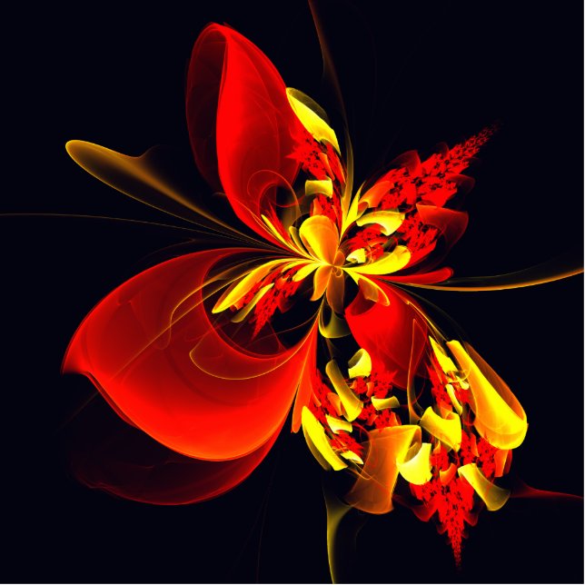 Red Yellow Floral Modern Abstract Art Pattern #10 Standing Photo Sculpture (Front)