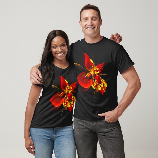 Red Yellow Floral Modern Abstract Art Pattern #10 T-Shirt (Unisex)