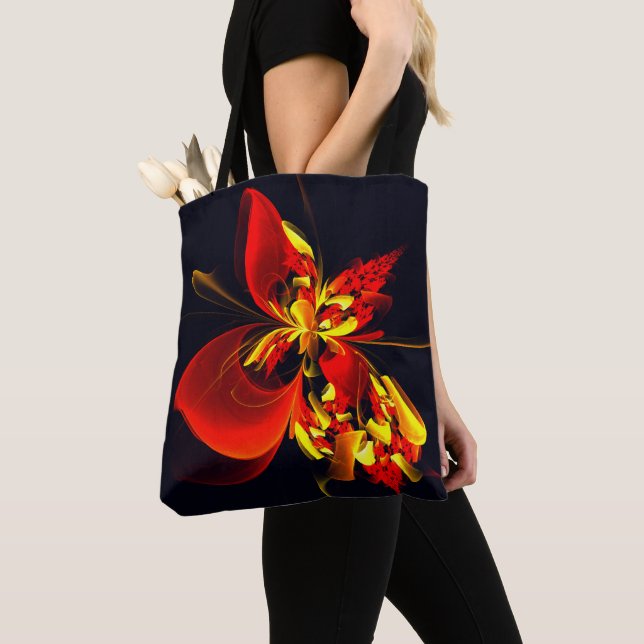 Red Yellow Floral Modern Abstract Art Pattern #10 Tote Bag (Close Up)