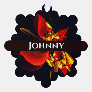 Red Yellow Floral Modern Abstract Art Pattern #10 Tree Decoration Card