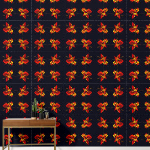 Red Yellow Floral Modern Abstract Art Pattern #10 Wallpaper