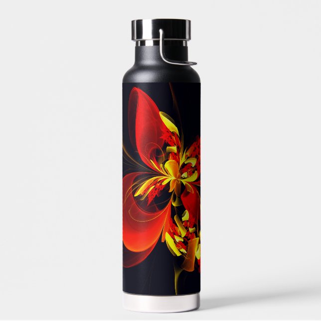Red Yellow Floral Modern Abstract Art Pattern #10 Water Bottle (Left)