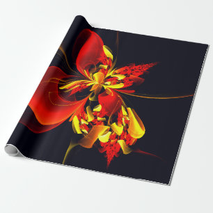 Red Yellow Floral Modern Abstract Art Pattern #10 Wrapping Paper
