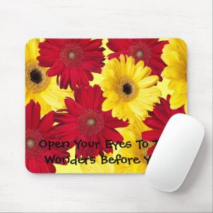 Red Yellow Gerber Close-Up Photographs Custom Mouse Mat