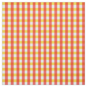 Red Yellow Gingham Check Design Fabric