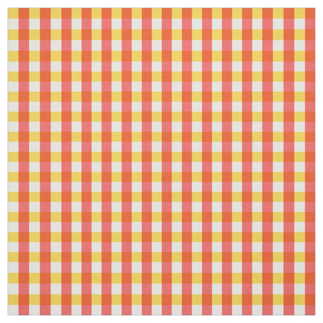 Red Yellow Gingham Check Design  Fabric (Swatch)