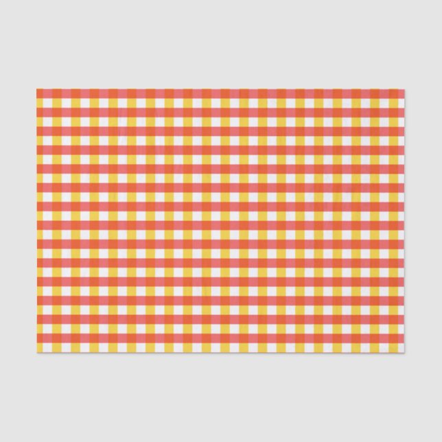 Red Yellow Gingham Check Design  Tissue Paper (Front)