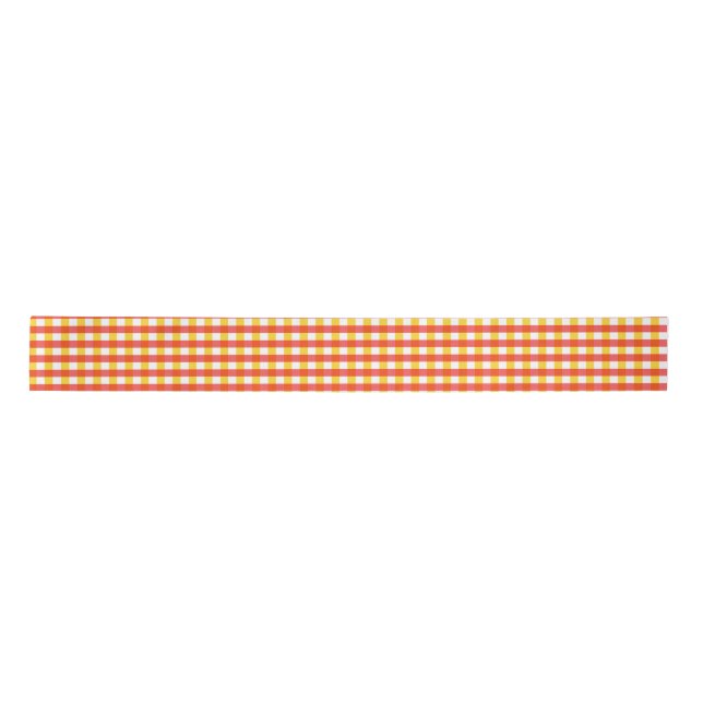 Red Yellow Gingham Check   Satin Ribbon (Front)
