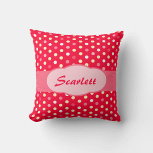 Red yellow girls scarlett name polka dot pillow