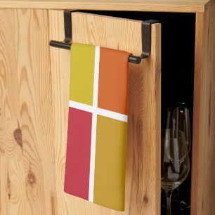 Red, Yellow, Gold and Orange Squares Tea Towel