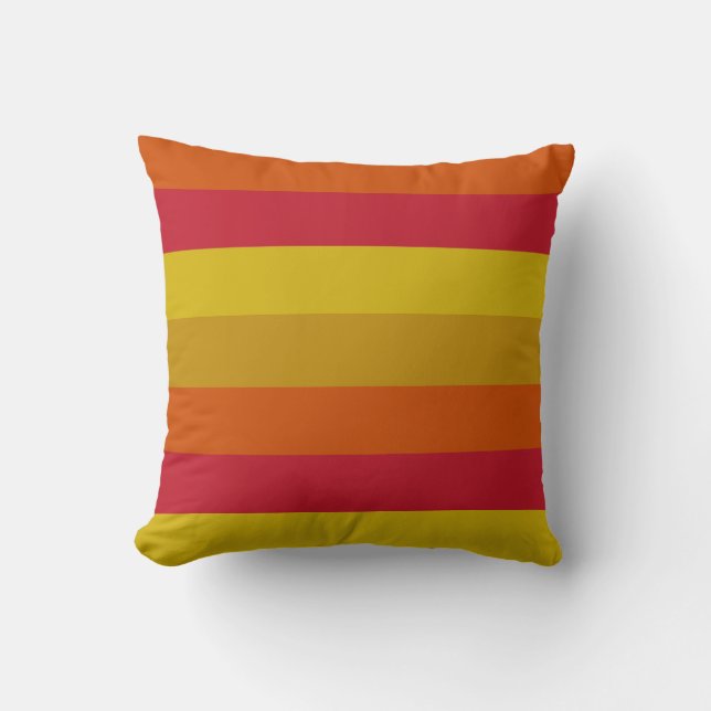 Red, Yellow, Gold and Orange Stripes Cushion (Front)