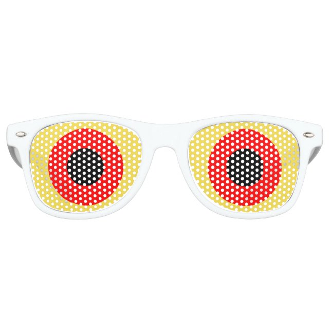 Red Yellow Goofy Eyes 4Reggie Retro Sunglasses (Front)