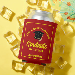 Red Yellow Graduate Custom Graduation Party Can Cooler