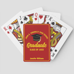 Red Yellow Graduation Party Custom Graduate Playing Cards