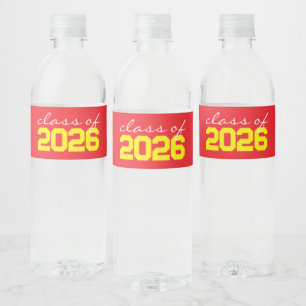 Red & Yellow Graduation Water Bottle Labels