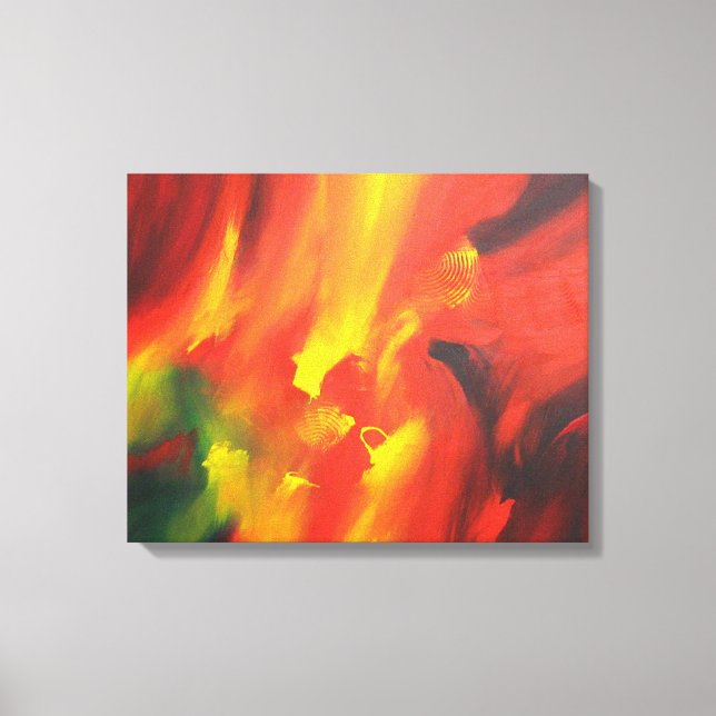 Red Yellow Green Abstract Expressionism Painting Canvas Print (Front)