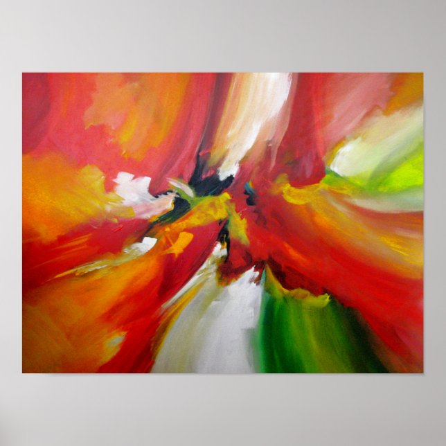 Red Yellow Green Abstract Expressionism Painting Poster (Front)