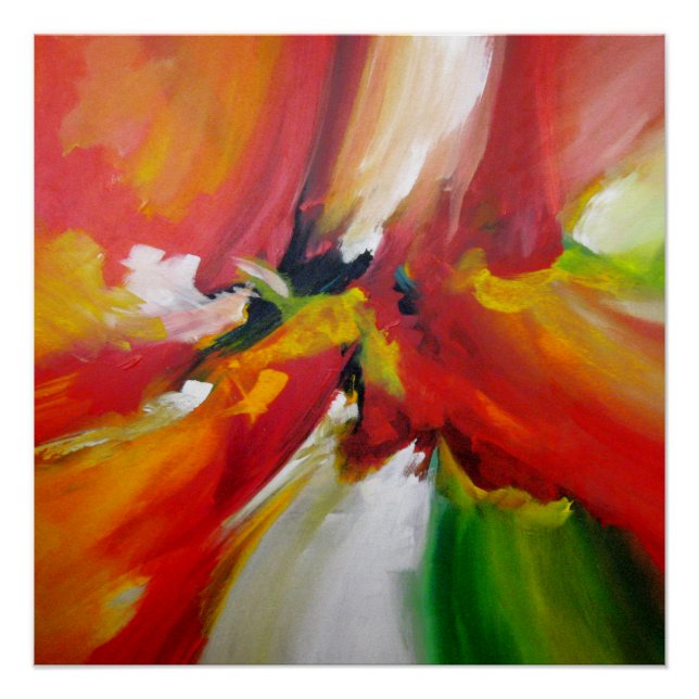 Red Yellow Green Abstract Expressionism Painting Poster (Front)