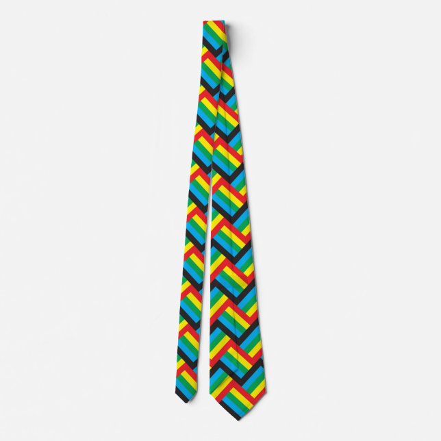 red yellow green blue black diagonals tie (Back)