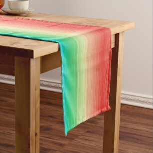 Red Yellow Green Blue Stripes Short Table Runner
