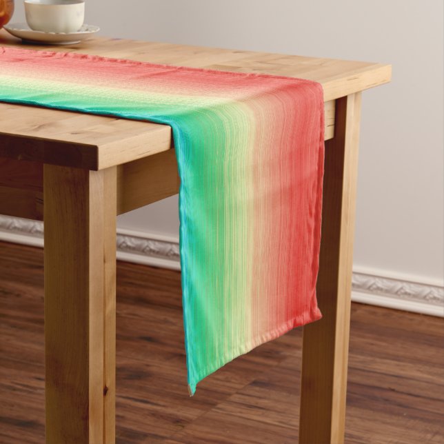 Red Yellow Green Blue Stripes Short Table Runner (In Situ)