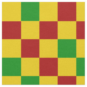 Red Yellow Green Chequered Pattern Design  Fabric