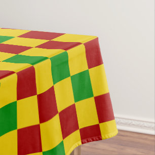 Red Yellow Green Chequered Pattern Design  Tablecloth