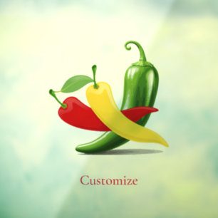 Red Yellow Green Chili Peppers Thunder_Cove Window Cling