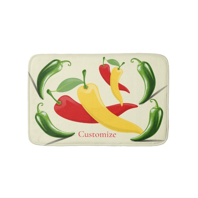 Red Yellow Green Chilli Peppers Thunder_Cove Bath Mat (Front)