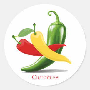 Red Yellow Green Chilli Peppers Thunder_Cove Classic Round Sticker