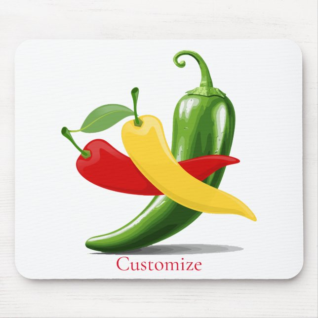 Red Yellow Green Chilli Peppers Thunder_Cove Mouse Mat (Front)