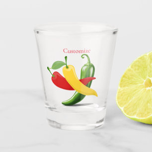 Red Yellow Green Chilli Peppers Thunder_Cove Shot Glass