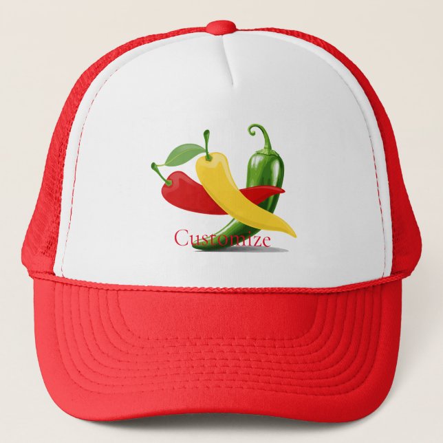 Red Yellow Green Chilli Peppers Thunder_Cove Trucker Hat (Front)