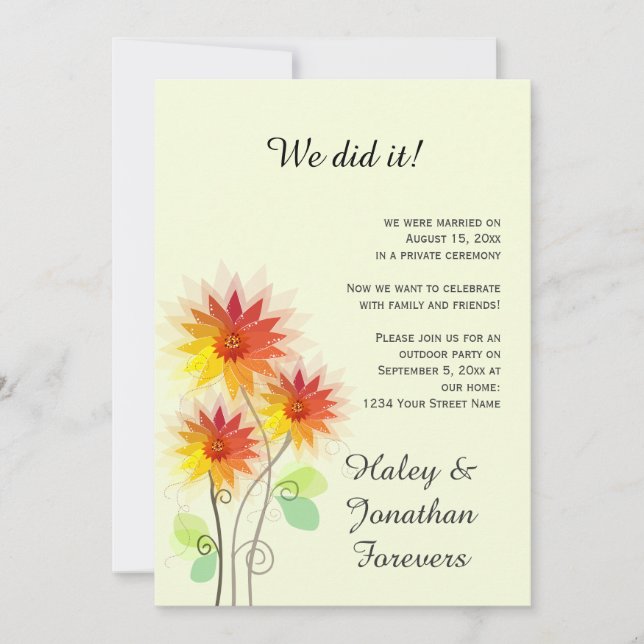 Red Yellow Green Floral Outdoor Reception Only Invitation (Front)
