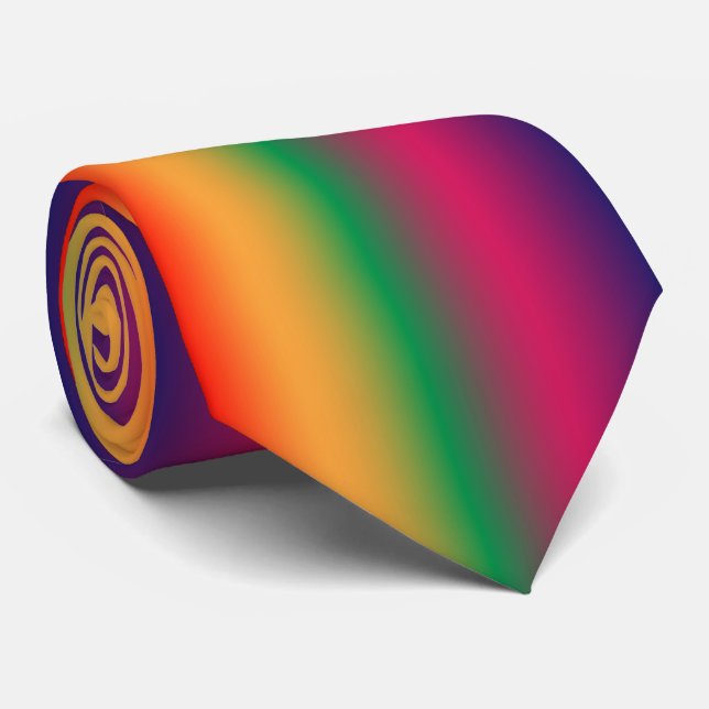Red yellow green pink violet gradient tie (Rolled)