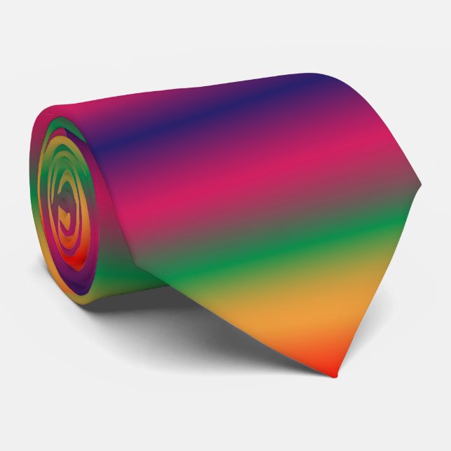 Red yellow green pink violet gradient tie (Rolled)