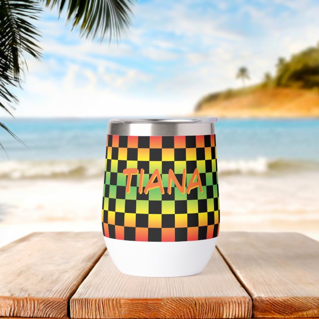  Red Yellow Green Rasta Ombre Chequered Monogram (Beach)