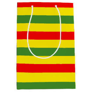 Red Yellow Green Stripes Design Medium Gift Bag